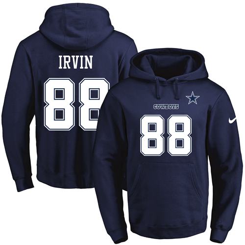 Nike Cowboys #88 Michael Irvin Navy Blue Name & Number Pullover NFL Hoodie - Click Image to Close